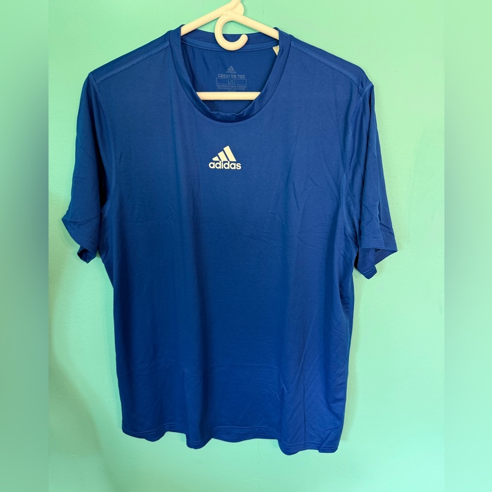 NWT Men’s Adidas Creator SS Royal Blue Short Sleeve Crew Neck Shirt Size Large